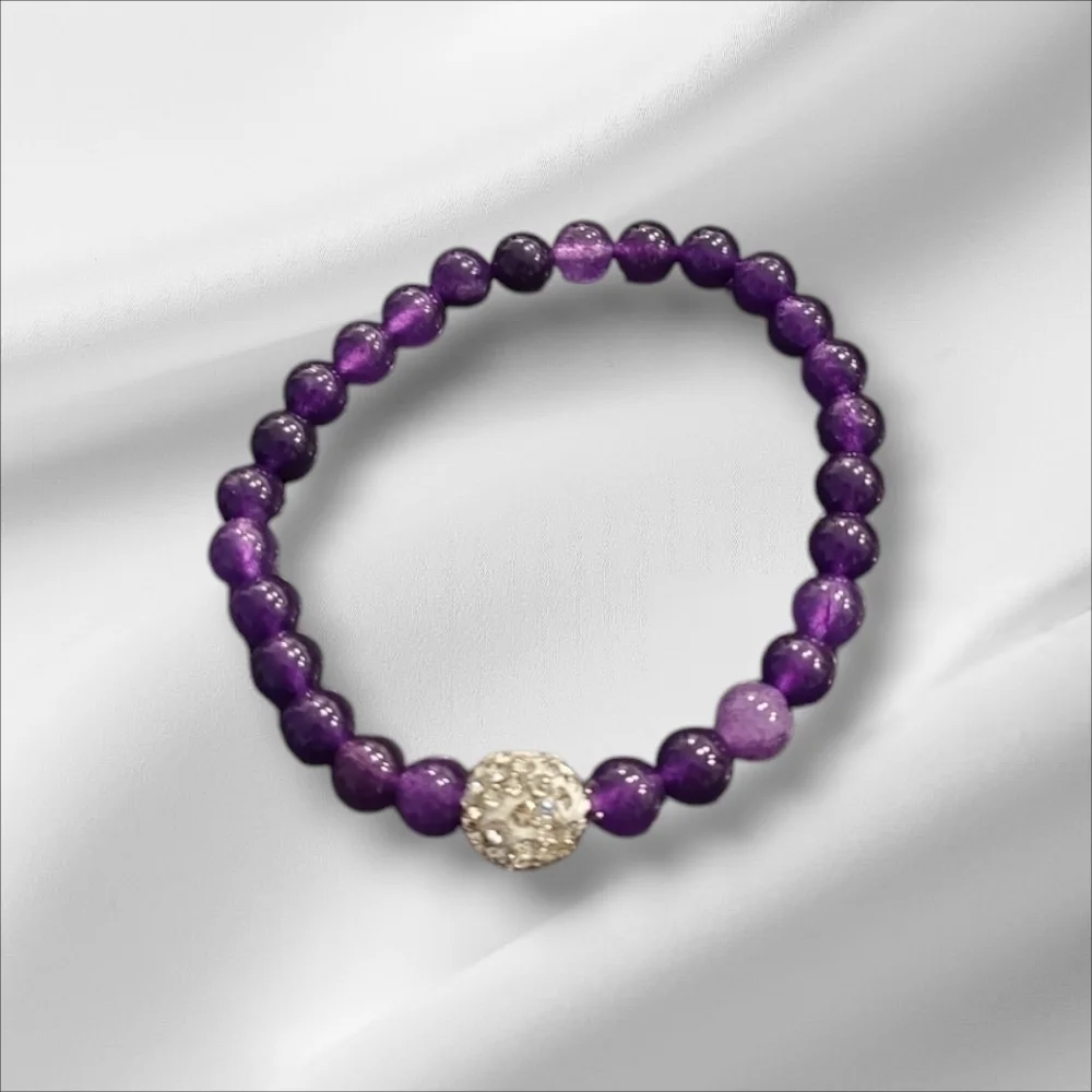 2 LEFT! Amethyst Beaded Stretchy Bracelet